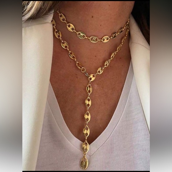 Elegant Gold y shape Necklace N988 - Picture 1 of 3